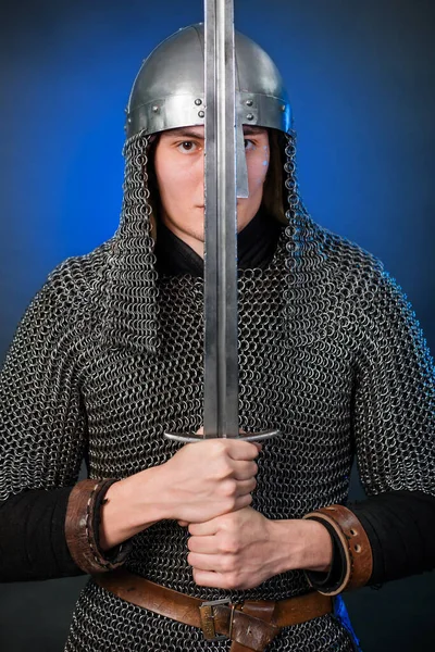 Προσωπογραφία Ενός Μεσαιωνικού Πολεμιστή Της Ύστερης Εποχής Των Βίκινγκς Και — Φωτογραφία Αρχείου