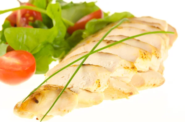 Fried chicken fillet with green chives — Stock Photo, Image