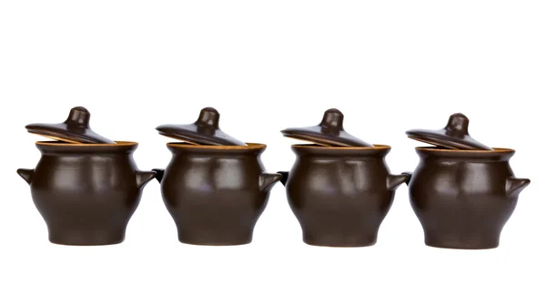 Pots avec couvercles ouverts — Photo
