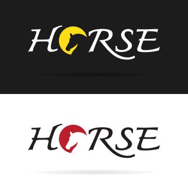 Vektör tasarım At beyaz arka plan ve siyah geri metindir