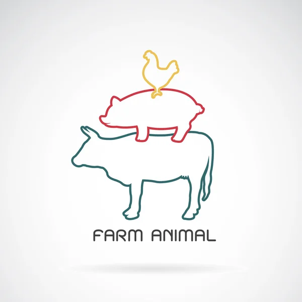 Grupo de vectores de la etiqueta de la granja de animales - vaca, cerdo, pollo — Archivo Imágenes Vectoriales