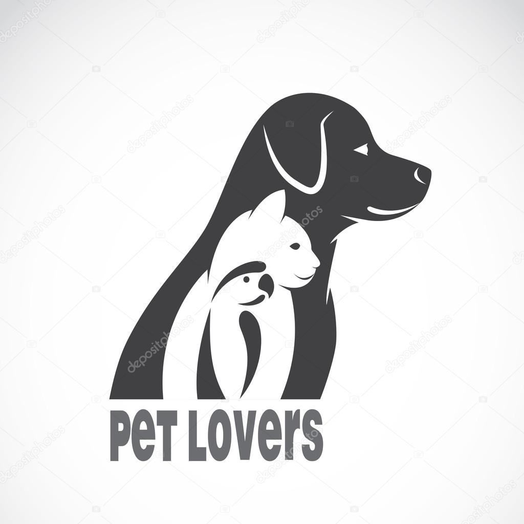 Vector image of an dog cat and bird on white background. Animal 