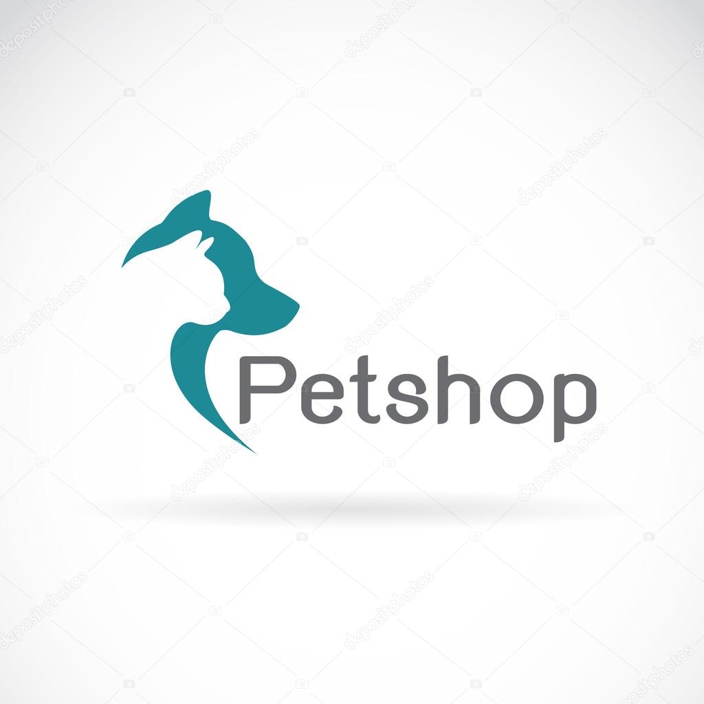 Vector image of an dog and cat design on white background. Petshop