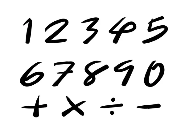 Números 0-9 escritos con un pincel sobre un fondo blanco — Archivo Imágenes Vectoriales