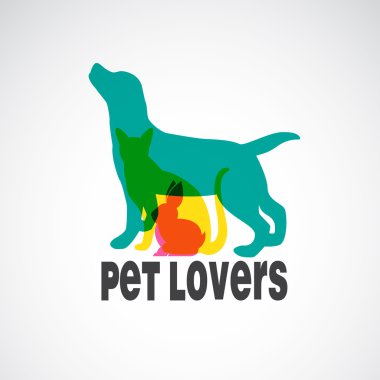 Evcil hayvan - köpek, kedi, tavşan, üzerinde beyaz backg izole vektör grubu
