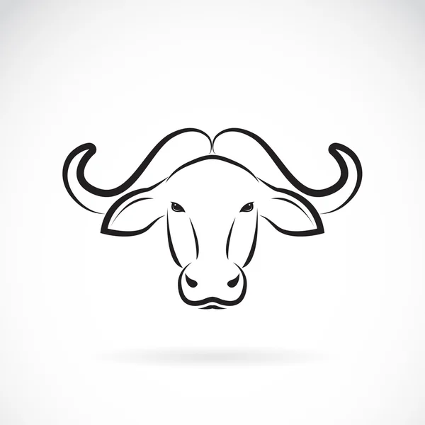 Vectorafbeelding van een buffelkop op witte achtergrond — Stockvector