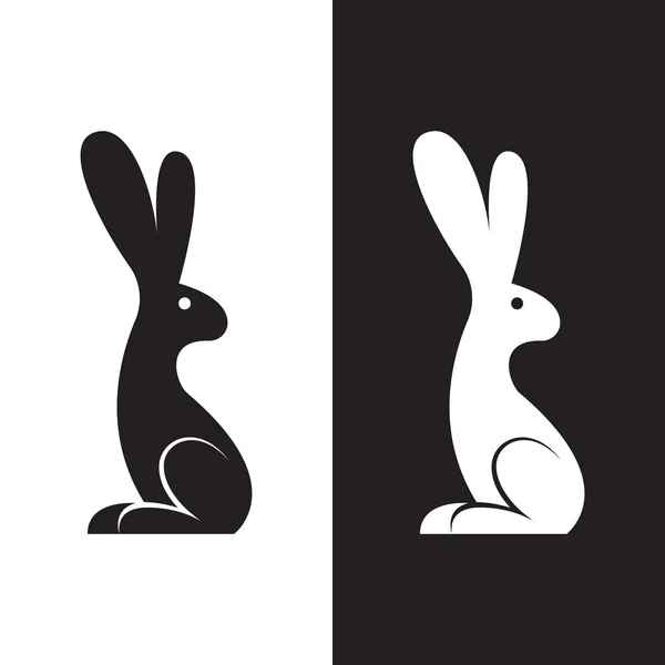 Imagen vectorial de un diseño de conejo sobre fondo blanco y ba negro — Archivo Imágenes Vectoriales