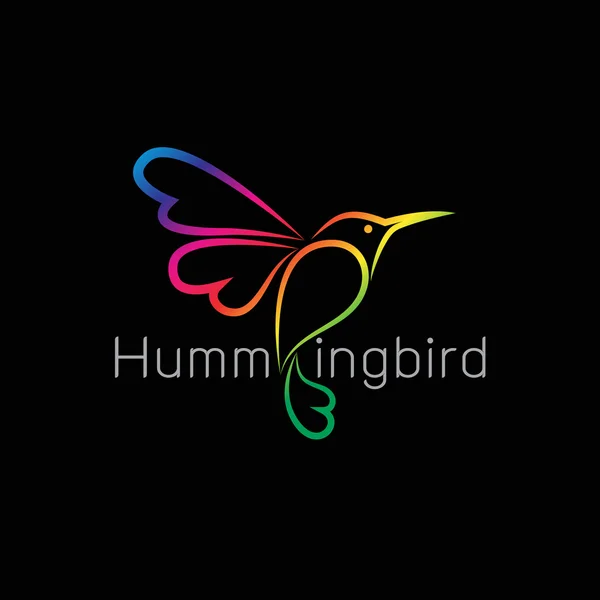 Διανυσματική εικόνα ενός σχεδιασμού της hummingbird σε μαύρο φόντο — Διανυσματικό Αρχείο