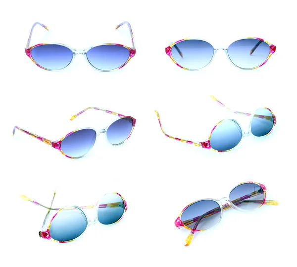 Gruppo di bellissimi occhiali da sole isolati su sfondo bianco — Foto Stock