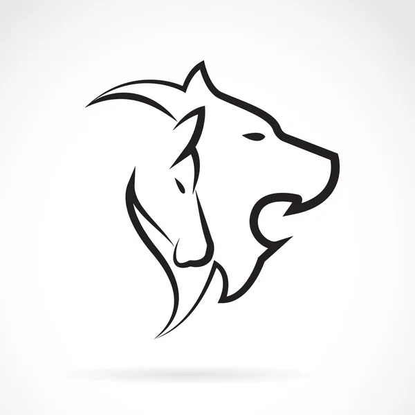 Image vectorielle d'une tête de lion et d'une tête de cheval sur fond blanc. — Image vectorielle