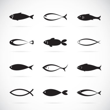 Set of vector fish icons on white background, Vector fish icons  clipart