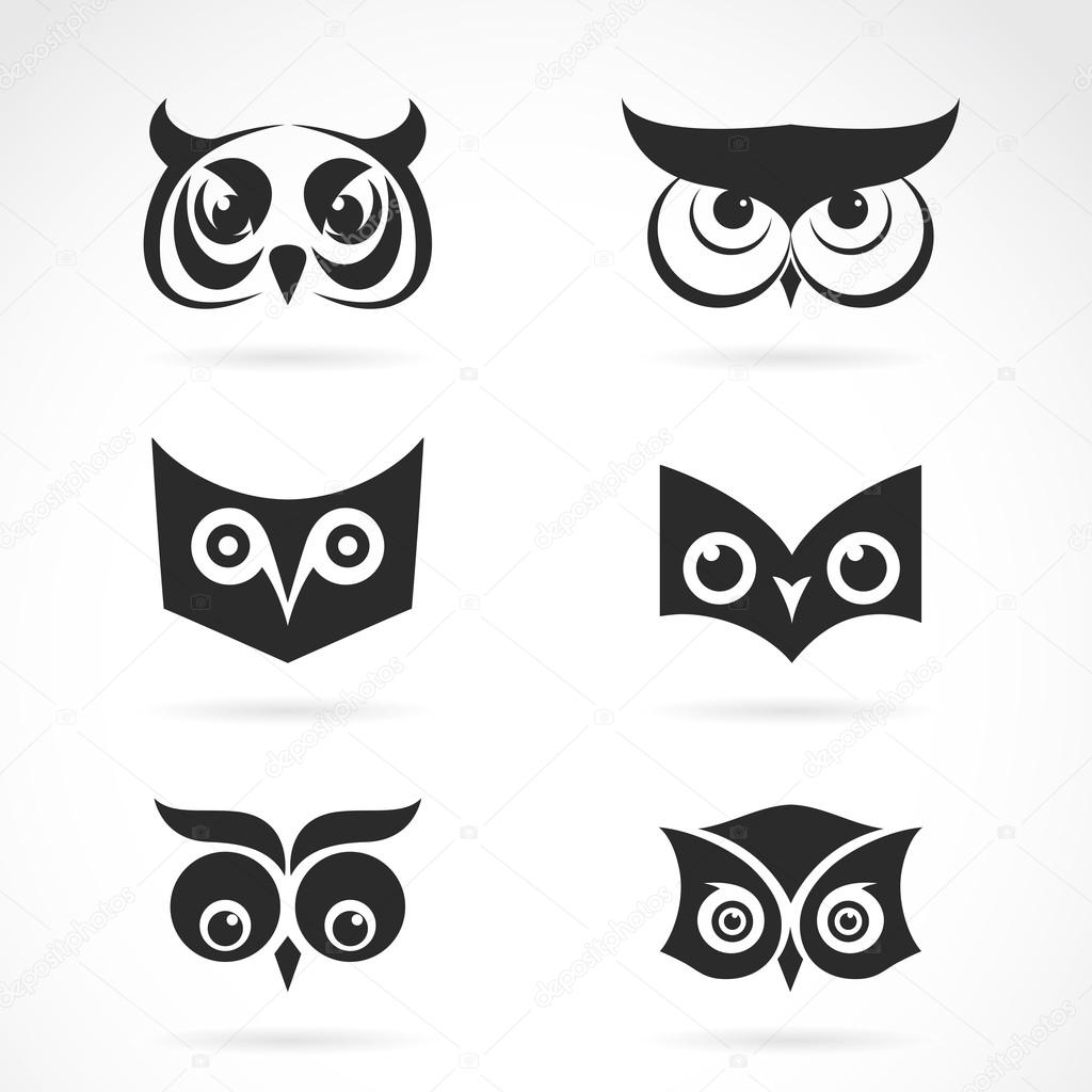 Vector image of an owl face design on white background. Vector owl face for your design.