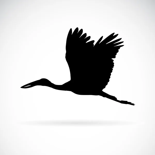 Vector silhouettes of stork flight on white background. — Stock Vector