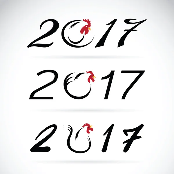 Vektör çizimi horoz, 2017 yeni yıl kartı, yılı — Stok Vektör