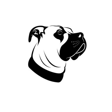 Beyaz arka planda (Great Dane veya German Mastiff veya Danish Hound) köpek kafası vektörü. Evcil hayvan. Hayvan herif. Kolay düzenlenebilir vektör illüstrasyonu.