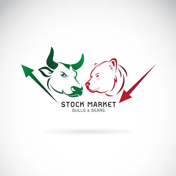 Вектор Бычьих Медвежьих Символов Трендов Фондового Рынка Растущий Падающий Рынок — стоковый вектор