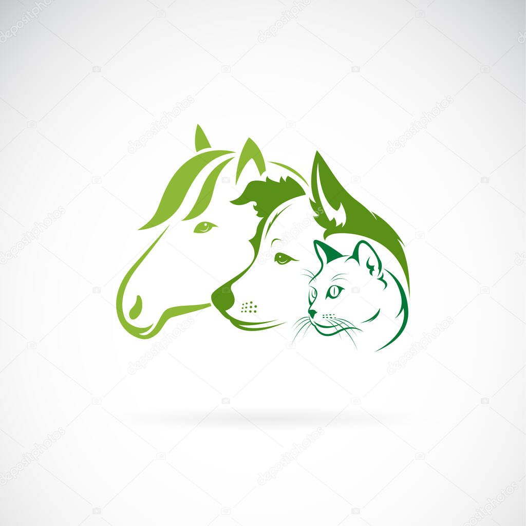 Vector of mammal group design on white background. Horse. Dog. Cat. Animals. Pets. Easy editable layered vector illustration.