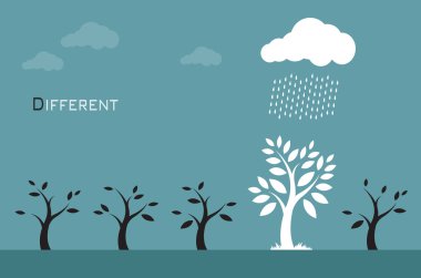 Vector images of trees, clouds and rain. Different concepts clipart