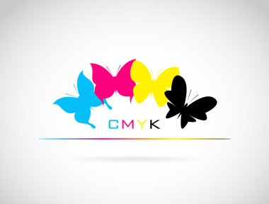 vektör grubu kelebek baskı cmyk renkli