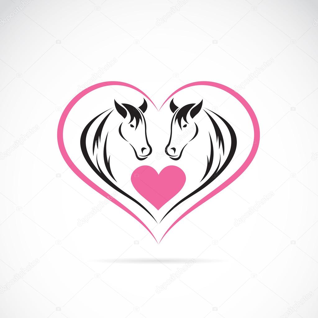 Vector image of two horses on a heart shape