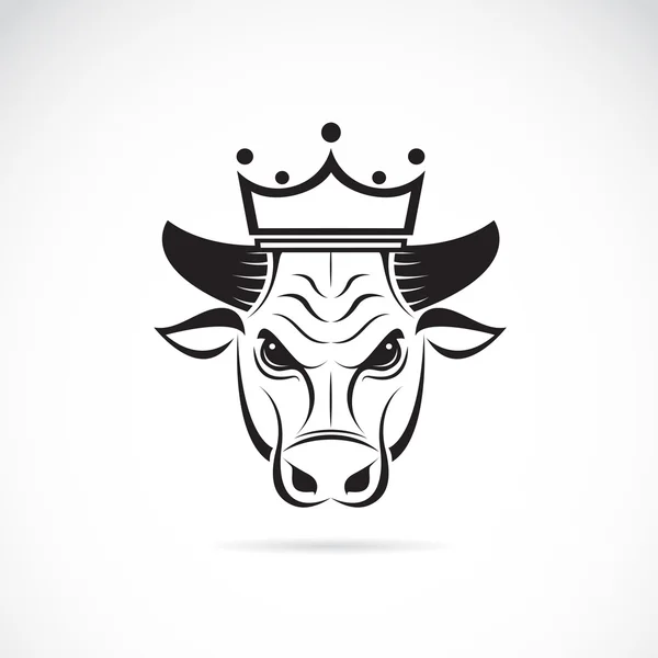 Vector image of a bull head wearing a crown — Stock Vector