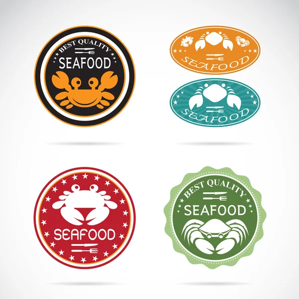 Set of vector an crab seafood label on white background — Stock Vector