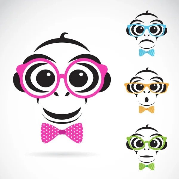 Vector image of a monkey wearing glasses on white background. — Stock Vector