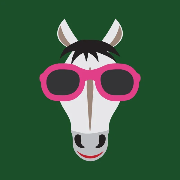 Imagen vectorial de un caballo con gafas . — Vector de stock
