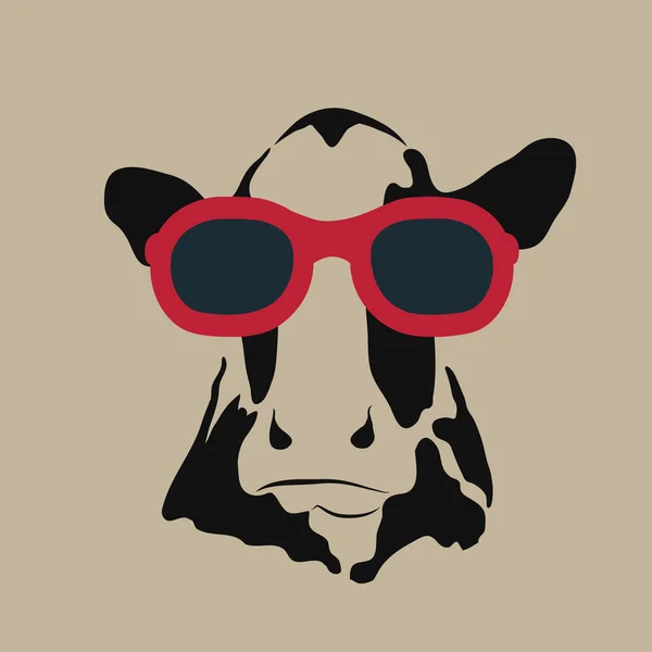 Vector image of a cow wearing glasses. — Stock Vector