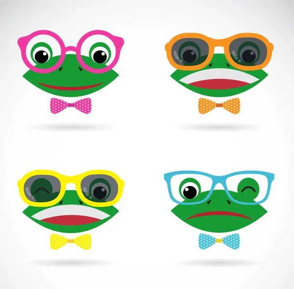 Vector image of a frog wear glasses on white background. — Stock Vector