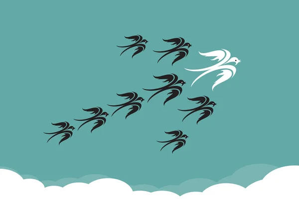 Kudde van birds(swallow) vliegen in de lucht — Stockvector