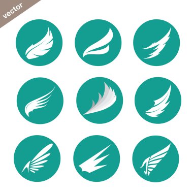 Beyaz arka plan üzerinde daire kanatlarda vektör grubu