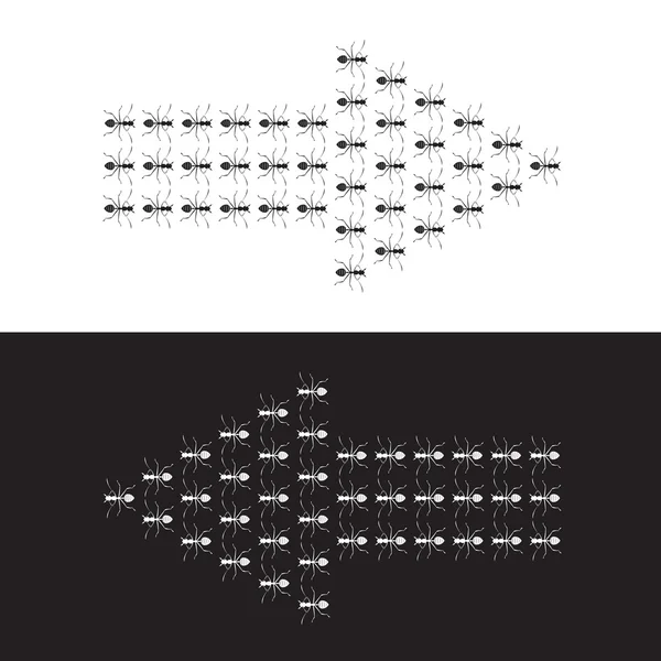 Vectorafbeeldingen van mieren te vormen een pijl. — Stockvector