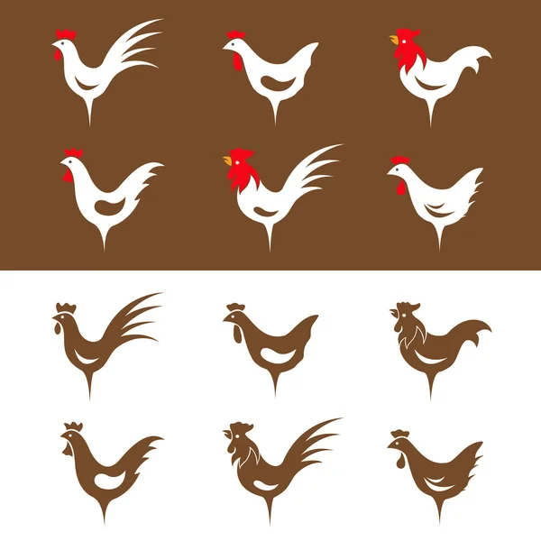 Imagem de grupo vetorial de um desenho de frango —  Vetores de Stock