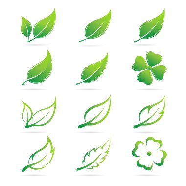 Vector leaves icon set on white background clipart