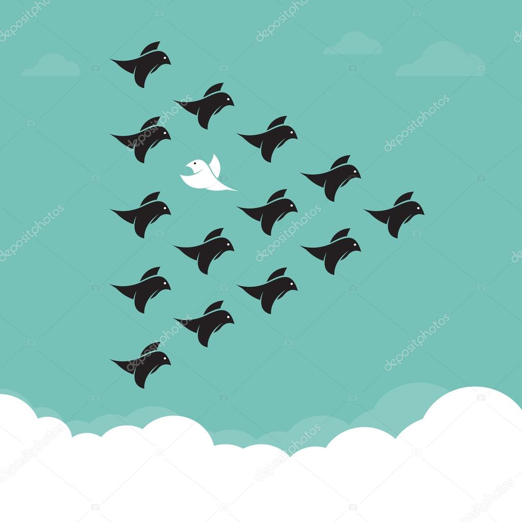 Flock of birds flying in the sky, Different concepts