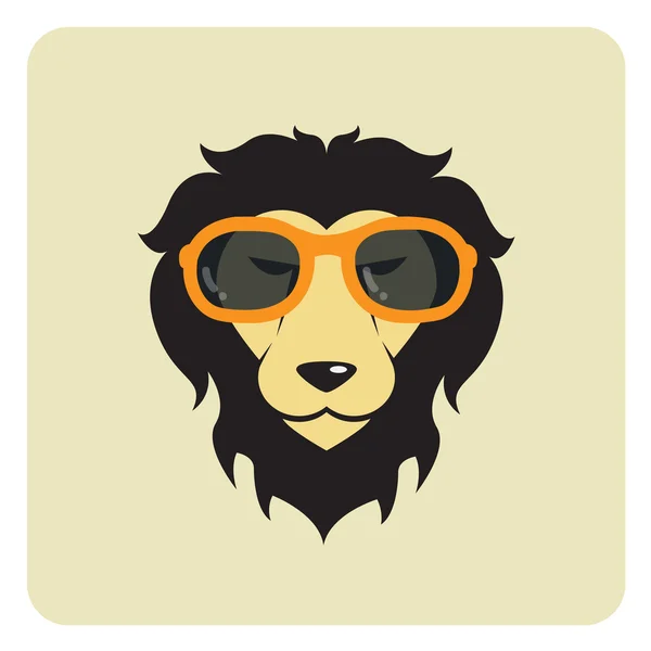 Imagen vectorial del león con gafas. Moda — Vector de stock