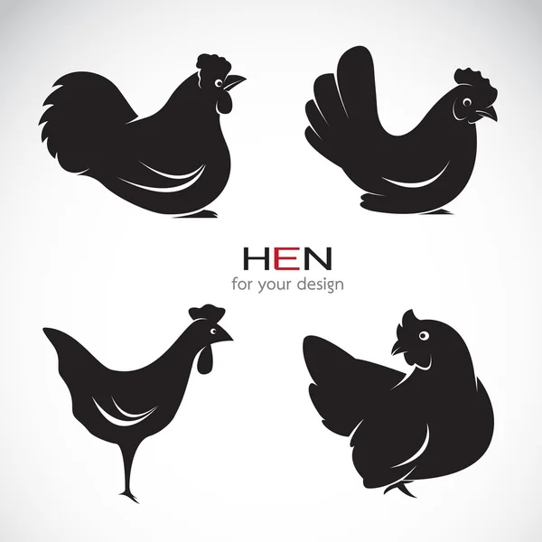 Vector group of hen design on white background. — Stock Vector