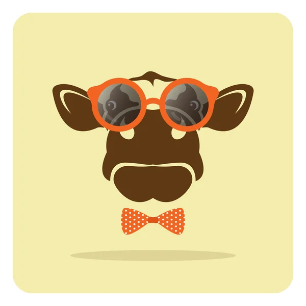 Vector image of a cow wearing glasses. — Stock Vector