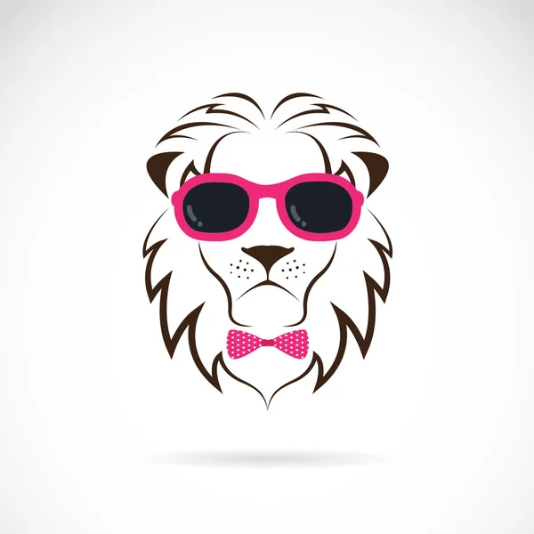 Vector images of lion wearing sunglasses on white background. — Stock Vector