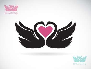 Vector image of two loving swans on white background. clipart
