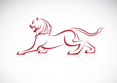 Beyaz arkaplanda bir aslan tasarımı vektör resmi