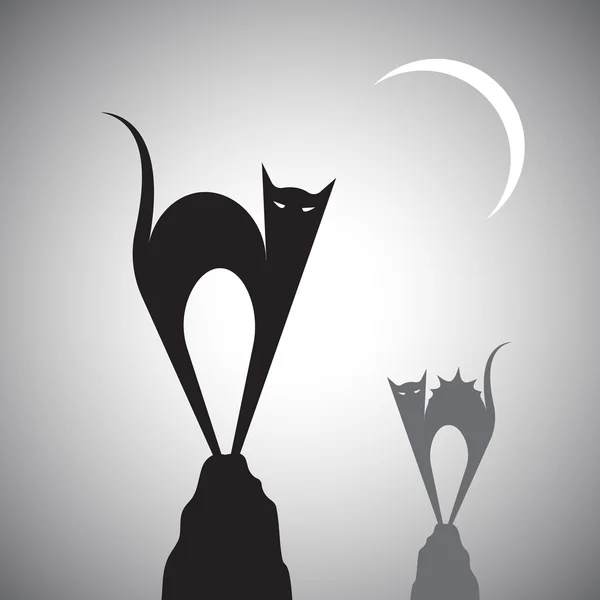 Imagen vectorial de un gato parado sobre las rocas. — Vector de stock