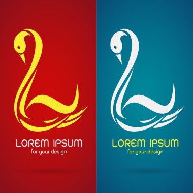 Vektör görüntü bir kuğu tasarım kırmızı arka plan ve mavi backgr