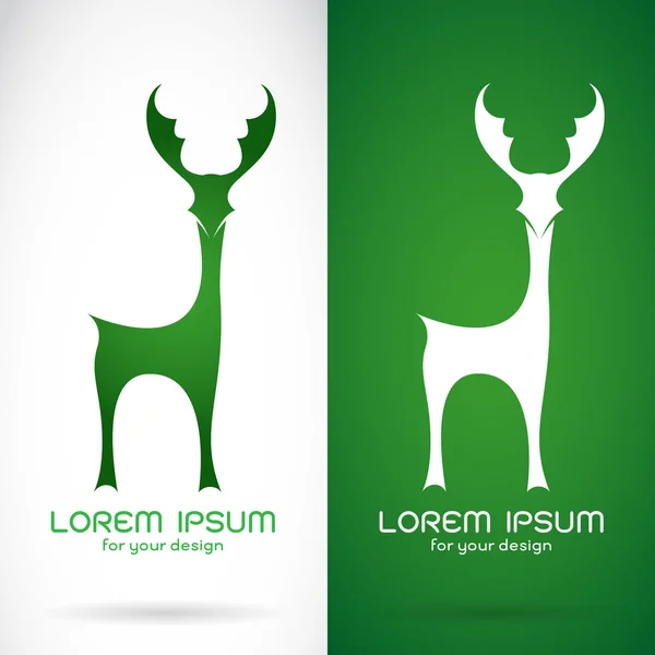 Imagen vectorial de un diseño de ciervo sobre fondo blanco y bac verde — Vector de stock