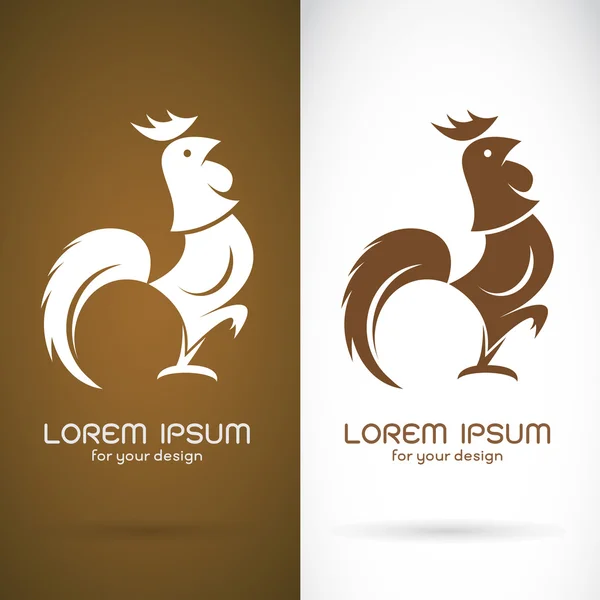 Vector image of an cock design on brown background and white bac — Stock Vector