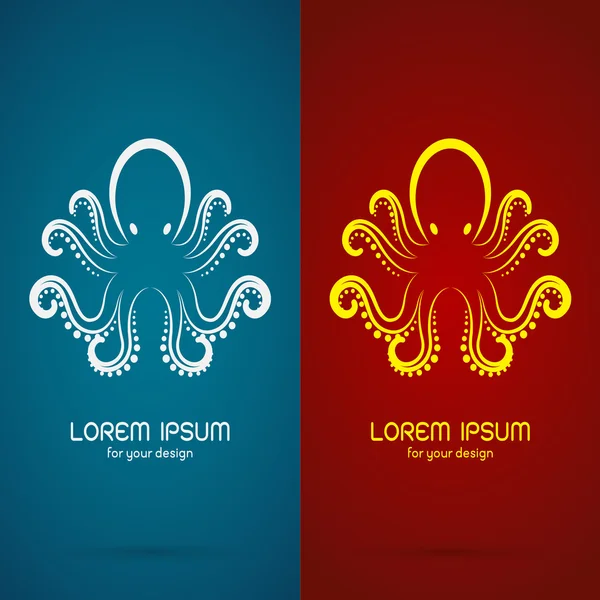 Vector afbeelding van een octopus ontwerp op blauwe achtergrond en rode bac — Stockvector