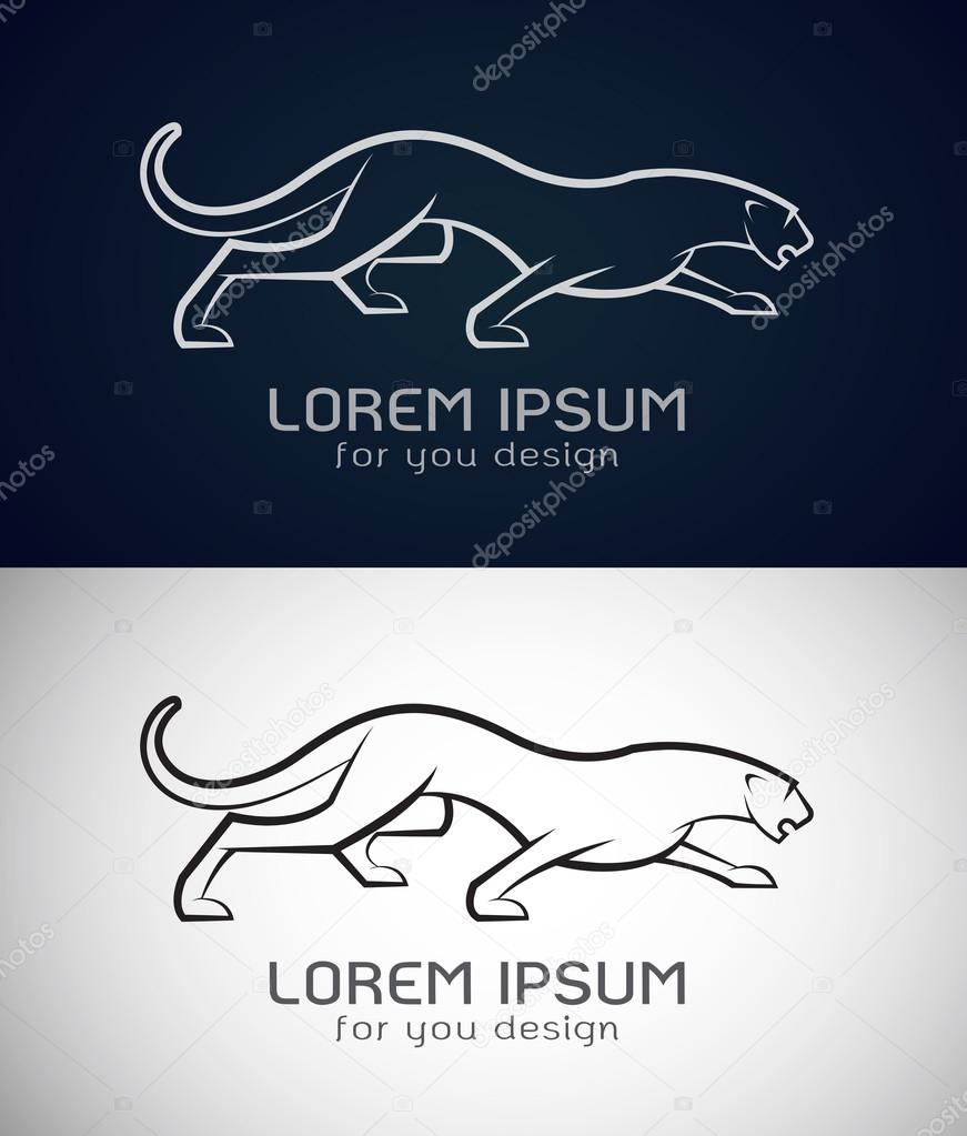 Vector image of an panther design on white background and dark blue background, Logo, Symbol