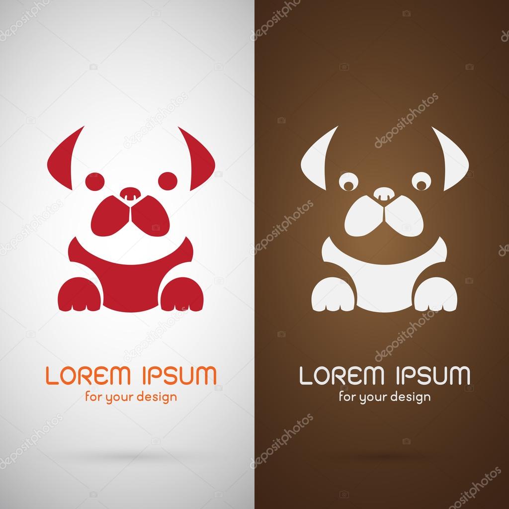 Vector image of an pug dog design on white background and brunette background, Logo, Symbol