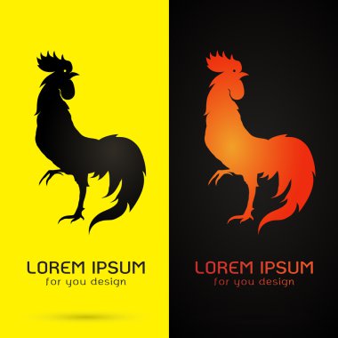 Vektör görüntü horoz tasarım sarı arka plan ve siyah backg